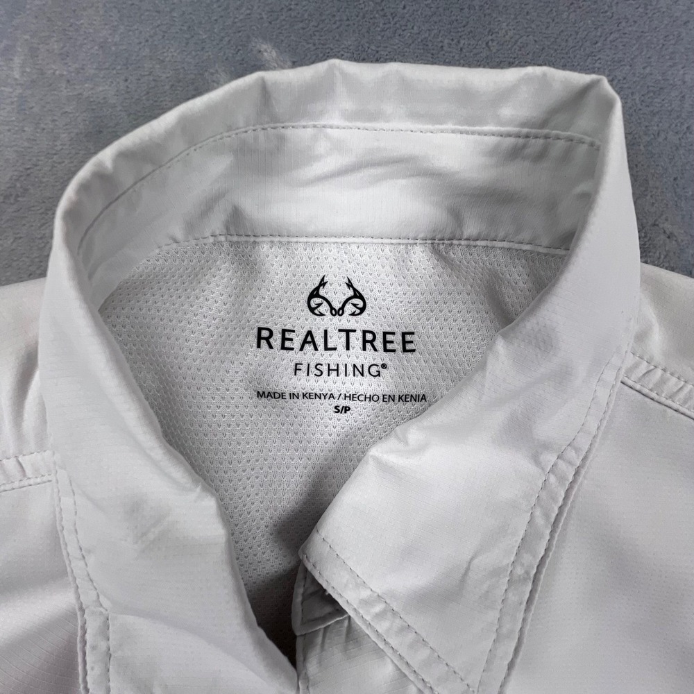 Realtree Fishing Shirt Mens Small Gray Short Sleeve UPF 50+ Ripstop Button Down - Picture 4 of 11